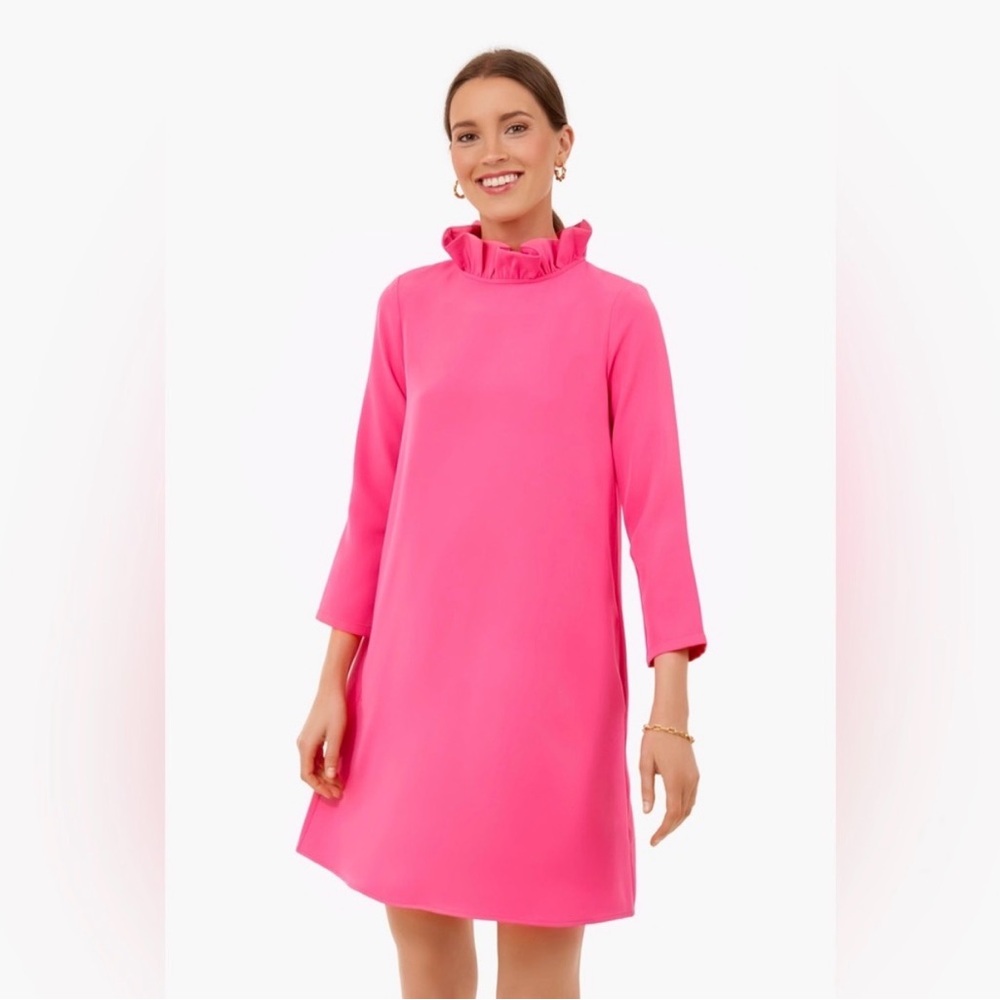 Tuckernuck Hot Pink Ruffle-Neck Mini Dress